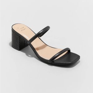 a new day Elegant Black Double Strap Mules